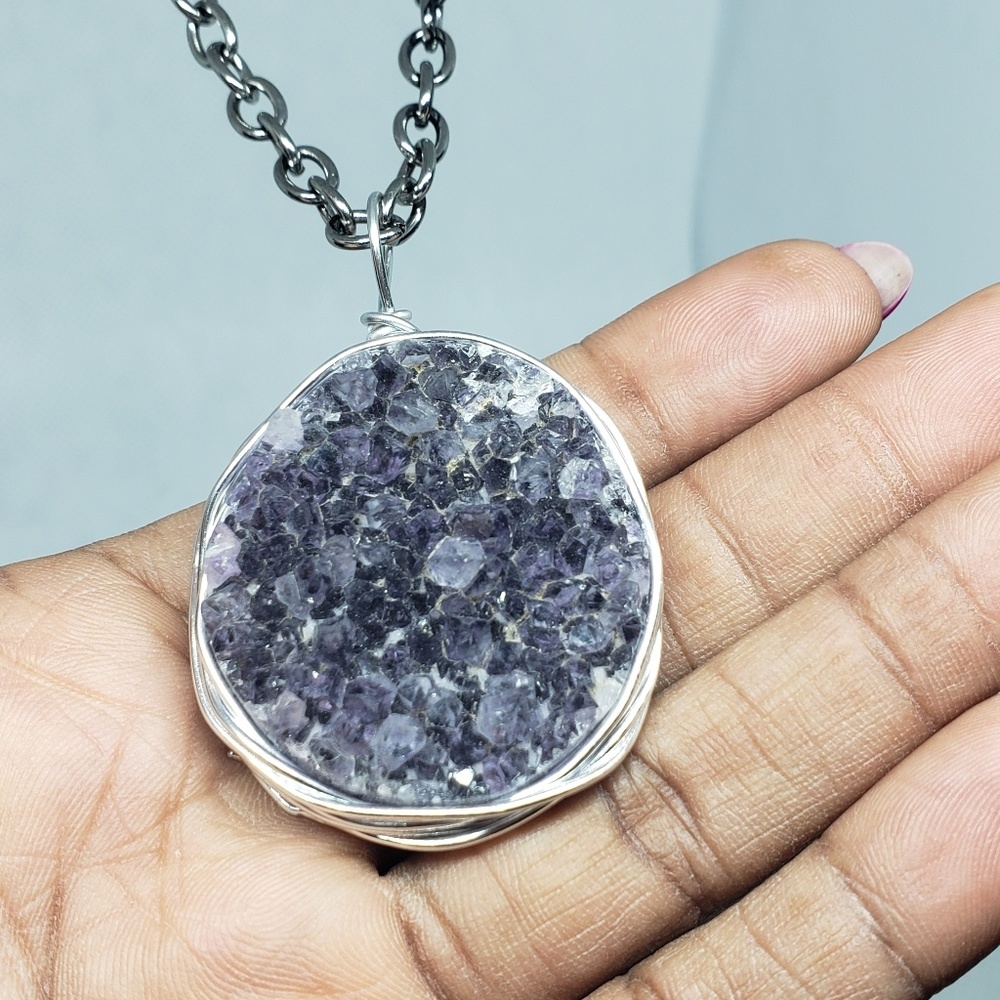 Druzy amethyst necklace
